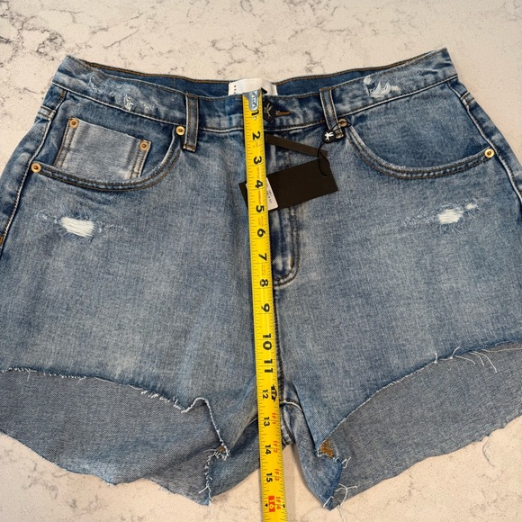 NWT- One Teaspoon Women’s Truckers Mid Waist Relaxed Denim Shorts- Denim Blue 34 - Picture 7 of 15
